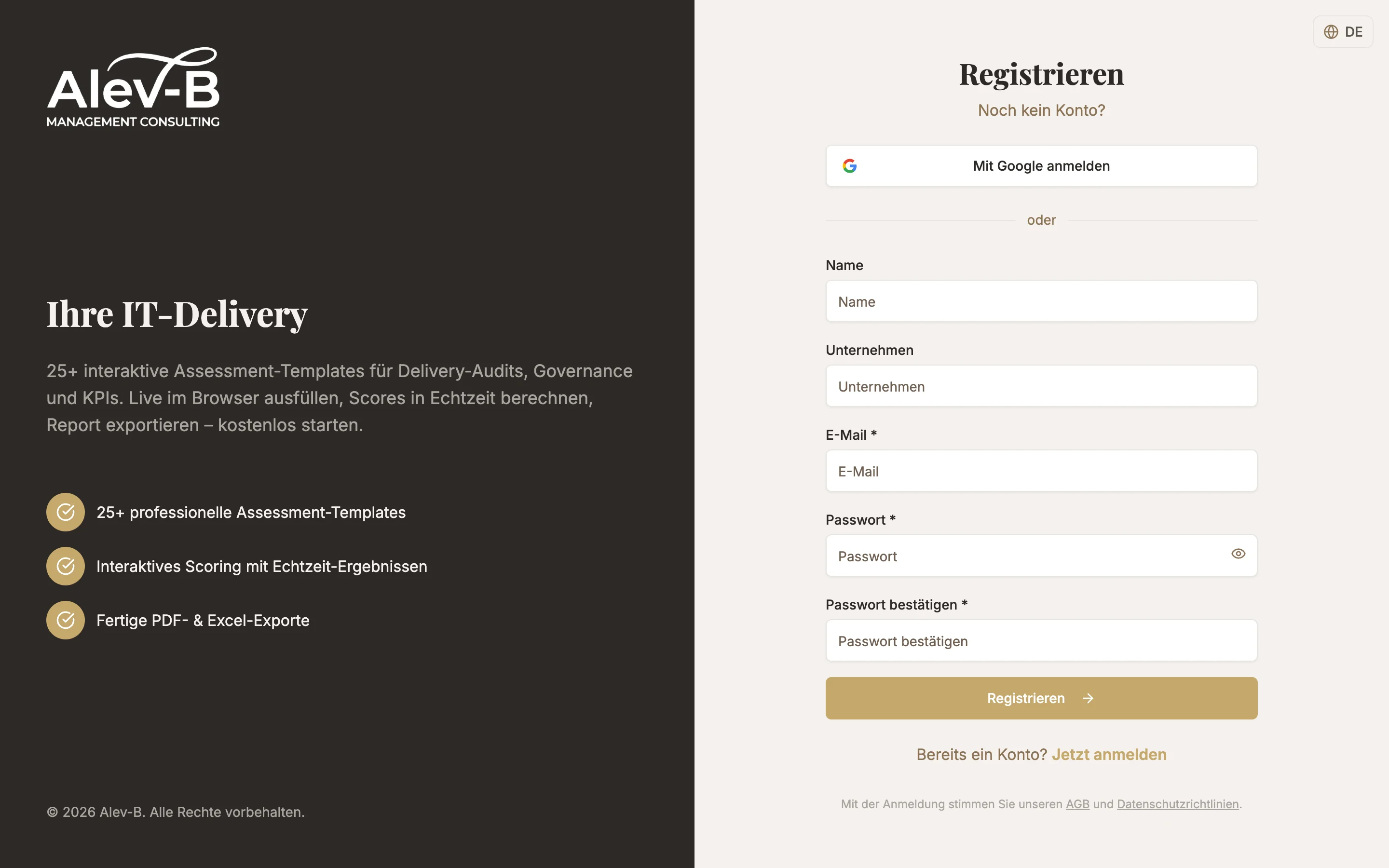Registration form